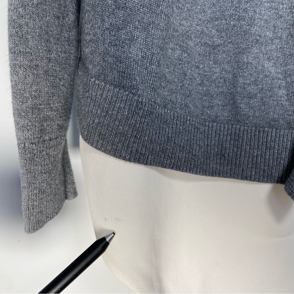Loft Grey Sweater Layered Sheer White Lining Split Back Ruffle Preppy Clueless - Picture 7 of 9